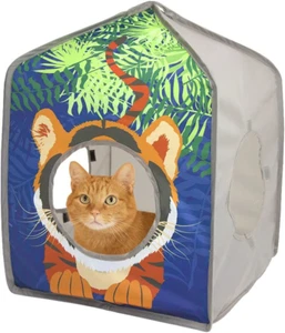 Pop-Up Safari Hut Play House, Cat Cube, Play Kennel, Cat Bed, Jungle Cat House - Picture 1 of 12