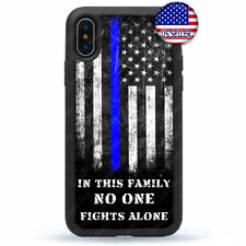 iPhone 15 Pro Max 14 13 X Ten Police Quote Phone Case Thin Blue Line Cover
