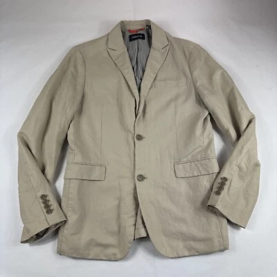 Claiborne Linen Blend Blazer Mens 38 Beige Dress Coat 2 Button Jacket Preppy Tan - Image 1 of 4