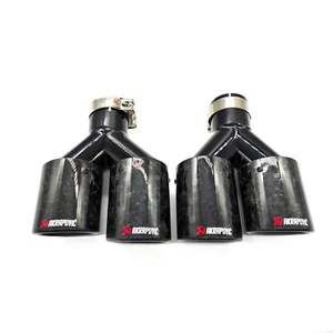 L+R Akrapovic Forge Carbon Fiber Black Exhaust Tip Dual Pipe OD:76/89/101mm - Imagen 1 de 11