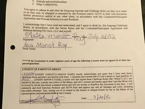 Dance Moms Autograph ASIA MONET RAY ORIGINAL Signed Performance Contract Auto - Picture 1 of 8