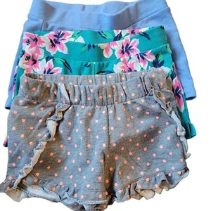 Lot Three Girls Shorts Large (10-12) Ruffles Flowers Dots - Picture 1 of 8