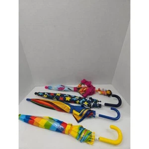 Colorful Kids Character Umbrellas Set - Dora Design & Fun Patterns - 4 Pack - Picture 1 of 5