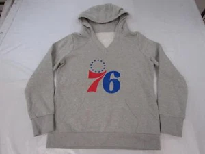New Philadelphia 76ers Womens Size L Large Heather Light Gray V-Neck Hoodie - Picture 1 of 3