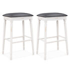 29&quot; Bar Stool Set of 2 w/ Resting Footrests Antiqued Surface Gray Antique White