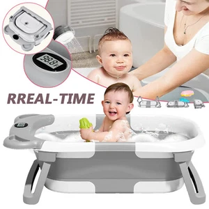 Klappbare Baby Badewanne mit Thermometer Säugling Duschbecken Kleinkind Waschen - Bild 1 von 12