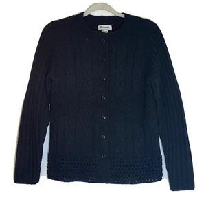 Westbound Sweater Womens Small Black Solid Cardigan Cable Knit 90s 2000s S - Picture 1 of 10