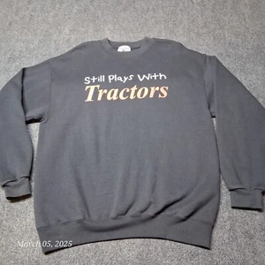 VTG Lee Heavyweight Sweatshirt Men Large Black I Still Play With Tractors - Picture 1 of 7