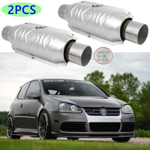 Pair 2.5" Inlet/Outlet Catalytic Converter w/Heat Shield EPA For VW Golf GTI TDI - Picture 1 of 14