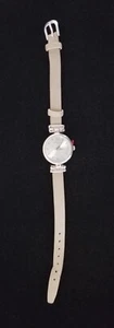 NIB Charter Club Silver Tone Watch Beige Faux Leather Band 5.5"-7" Runs - Picture 1 of 6