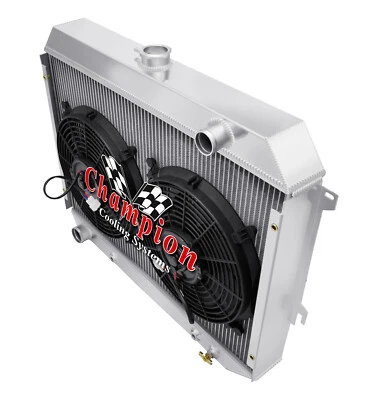 RR 2 Row 1" Radiator 26",2 12" Fans for 1968 - 1973 Plymouth Satellite Big Block - Изображение 1 из 4