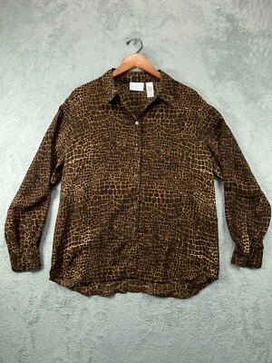 Mujeres Prendas para el torso Camisa con botones Grande Liz Claiborne Marrón Reptil Transparente Damas Foto 1 de 4