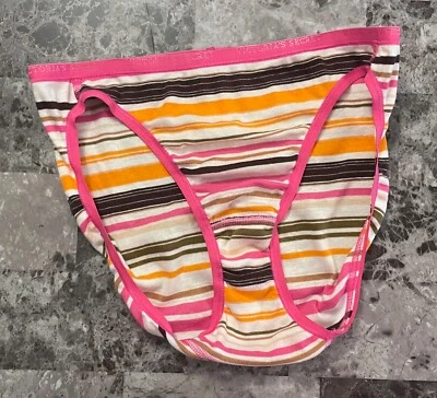 BRAGAS DE BIKINI NUEVAS CON ETIQUETAS VICTORIA'S SECRET M ROSA LOGOTIPO A RAYAS 100 % ALGODÓN RARAS DE COLECCIÓN Foto 1 de 3