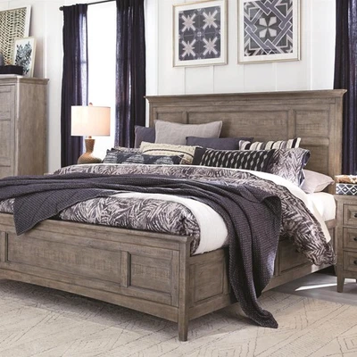 Cama de almacenamiento con panel Queen gris cola de milano Magnussen Home Paxton Place Foto 1 de 4