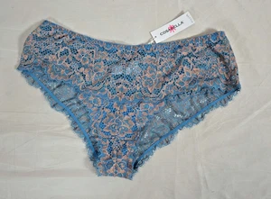 NWT $36 Sz L Blue Gold Lace Cosabella Pret A Porter Cheeky Brief Panty PRETA0721 - Picture 1 of 3