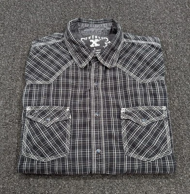 Camisa Western Twenty X 20X Para Hombre Perla A Presión Manga Larga Negra Rayas Talla Grande Foto 1 de 4
