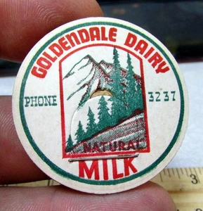 Milk Bottle Cap from Goldendale Dairy, Natural Milk, phone 3237, Mountains logo - Picture 1 of 1