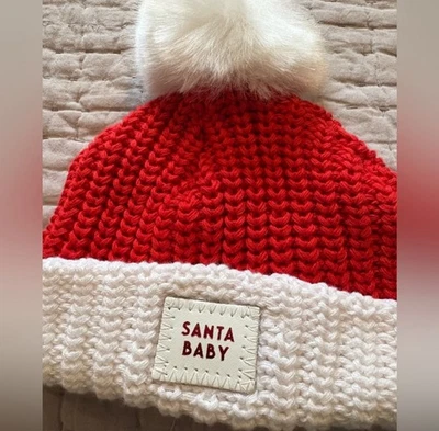 Chapéu de Natal Love Your Melon Baby Papai Noel vermelho com Pom Pom 100% algodão - Imagem 1 de 4