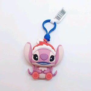 Disney Lilo & Stitch Angelo Figura Borsa Clip Portachiavi Inverno Natale Babbo Natale Cappello - Foto 1 di 4