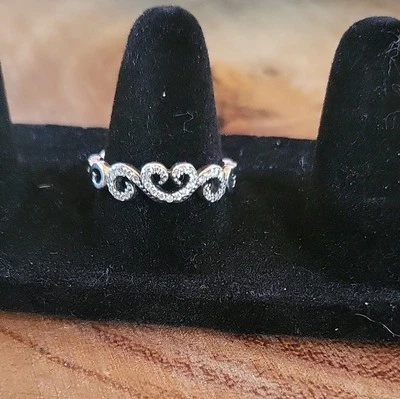 Pandora Heart Swirl, Clear CZ  Ring Size 58 / 8.5 - Image 1 of 4