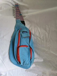 KAVU Rope Sling Bag. Blue, Red Zippers, Red,White,And Blue Rope. - Picture 1 of 9