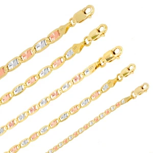 10K Tri Color Solid Gold 2.5mm-5mm Valentino Mariner Anchor Chain Bracelet 7"-9" - Picture 1 of 72