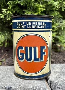 Lubricante universal para juntas Gulf Motor Oil raro de colección temprana lata de 1 lb ¡LIMPIAR!! - Imagen 1 de 11