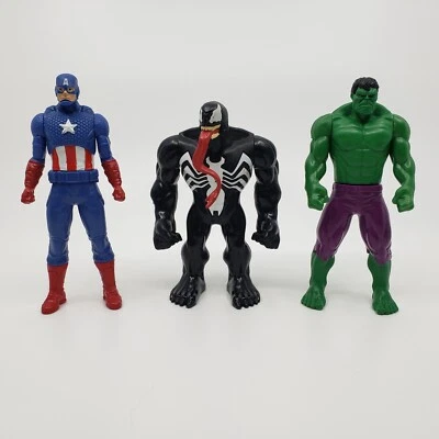 Lote de 3 Figuras de Acción Marvel 6" Capitán América Hulk Venom Usadas Foto 1 de 4
