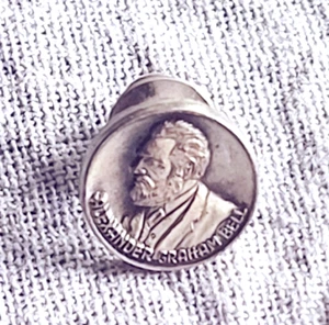 Alexander Graham Bell SIGNED CTO Sterling Silver Lapel Pin Tie Tack - Picture 1 of 4