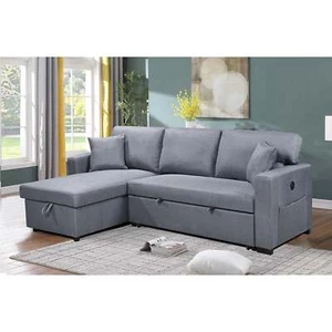 Foret 3 Seater Sofa Bed Modular Corner USB Pullout Lounge Storage Chaise Fabric - Picture 1 of 10