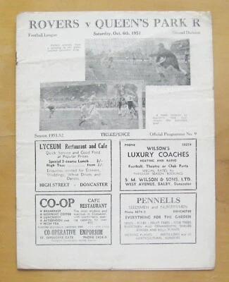 DONCASTER ROVERS v QUEENS PARK RANGERS QPR 1951/1952 *Good Condition Programme* - Image 1 of 2