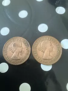 1962 And 1967 ONE PENNY COIN QUEEN ELIZABETH II. - Picture 1 of 2