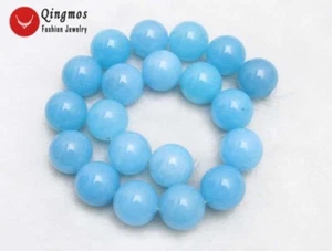 18mm Sky Blue Round Natural Jade Loose Beads for Jewelry Making DIY Strand 15'' - Picture 1 of 20