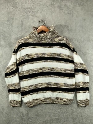 Suéteres medianos para mujer tweed marrón negro grueso tejido cuello alto manga larga Prendas para el torso Foto 1 de 4