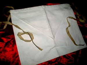UNUSUAL RARE TEXTURED Vintage WHITE MASONIC RITUAL APRON! Rare Style! BIG FLAP! - Picture 1 of 9