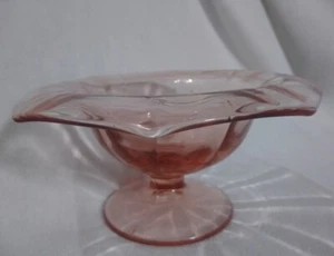 Persimmon Depression Glass Flower Cup Octagon Footed Pedestal Candy Dish Bowl - Picture 1 of 14