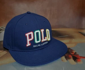 POLO RALPH LAUREN MENS SPELLOUT POLO ADJUSTABLE STRAPBACK BLUE BASEBALL HAT/CAP - Picture 1 of 5