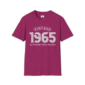Vintage 1965 Unisex Softstyle T-Shirt, Great Gift for Fun Birthdays Retro Tee - Picture 1 of 25