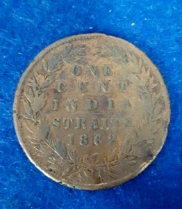 1862 ONE CENT INDIA STRAITS MALASYA QUEEN VICTORIA - Picture 1 of 2