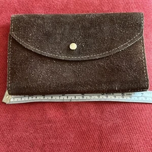 VINTAGE 60/70's Brasil Brown Suede Wallet Snap Roomy 7"×4" - Picture 1 of 9