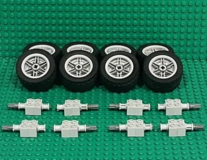 Lego Technic Wheels + Tires + Axles Car Truck Medium Size 56145 44309 (Lot of 8) - Picture 1 of 4