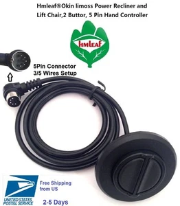 Okin limoss Power Recliner or Lift Chair Remote 2 Button,5 pin Hand Controller - Picture 1 of 5