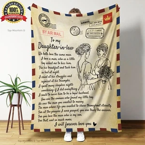 Daughter-In-Law Fleece Blanket, Forever Love You Gift for Birthday or Xmas - Picture 1 of 5