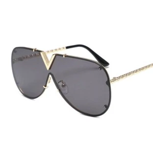 Retro Oversized Goggle Shades - Vshape UV400 Sun Glasses Unisex Fashion Eyewear - Picture 1 of 20