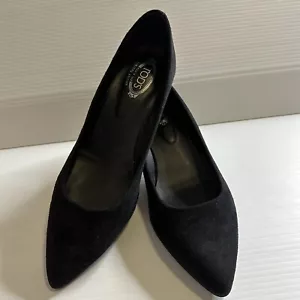 Tod's Womens Shoes Size EU 36 Aus 5 Black Suede Kitten Heels Pumps Office - Picture 1 of 10