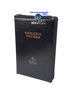 Zweisprachige Bibel Handgröße RVR.1960/ KJV Kunstleder schwarz Mit Indexverschluss  - Bild 1 von 4
