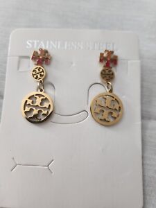 Tory Burch Earring Lot 2 Pairs Atud And Dangle Gold