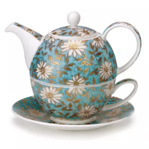 Dunoon - T41 New Teal - Fine Bone China Tea for One - Teapot Cup and Saucer Set - Picture 1 of 1