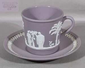 Wedgewood Jasperware Lilac Brewster Cup 2 3/4" Tall & Saucer 5 1/4" Diameter - Picture 1 of 12