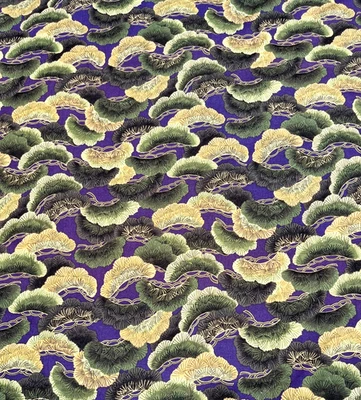 3  yards Cotton Fabric Asian Rose & Hubble Metallic Gold Highlights - Image 1 of 2